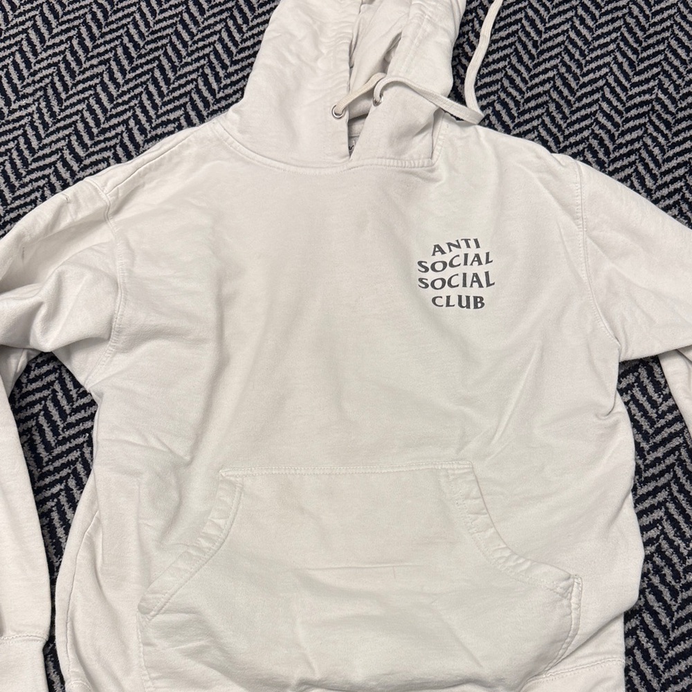 Anti Social Social Club White Hoodie with Small Black Logo